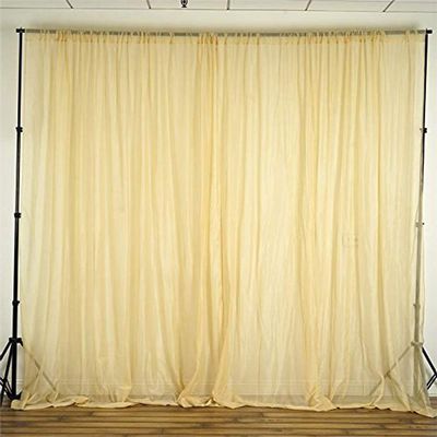 AK TRADING CO. 120" Wide (10Ft Wide) IFR Sheer Voile Drape Panels for Backdrop, Wedding Events, Ceiling Drapes, Event Masking, & Decor - Select from 6ft to 50ft Length. (10 feet x 14 feet, Champagne)