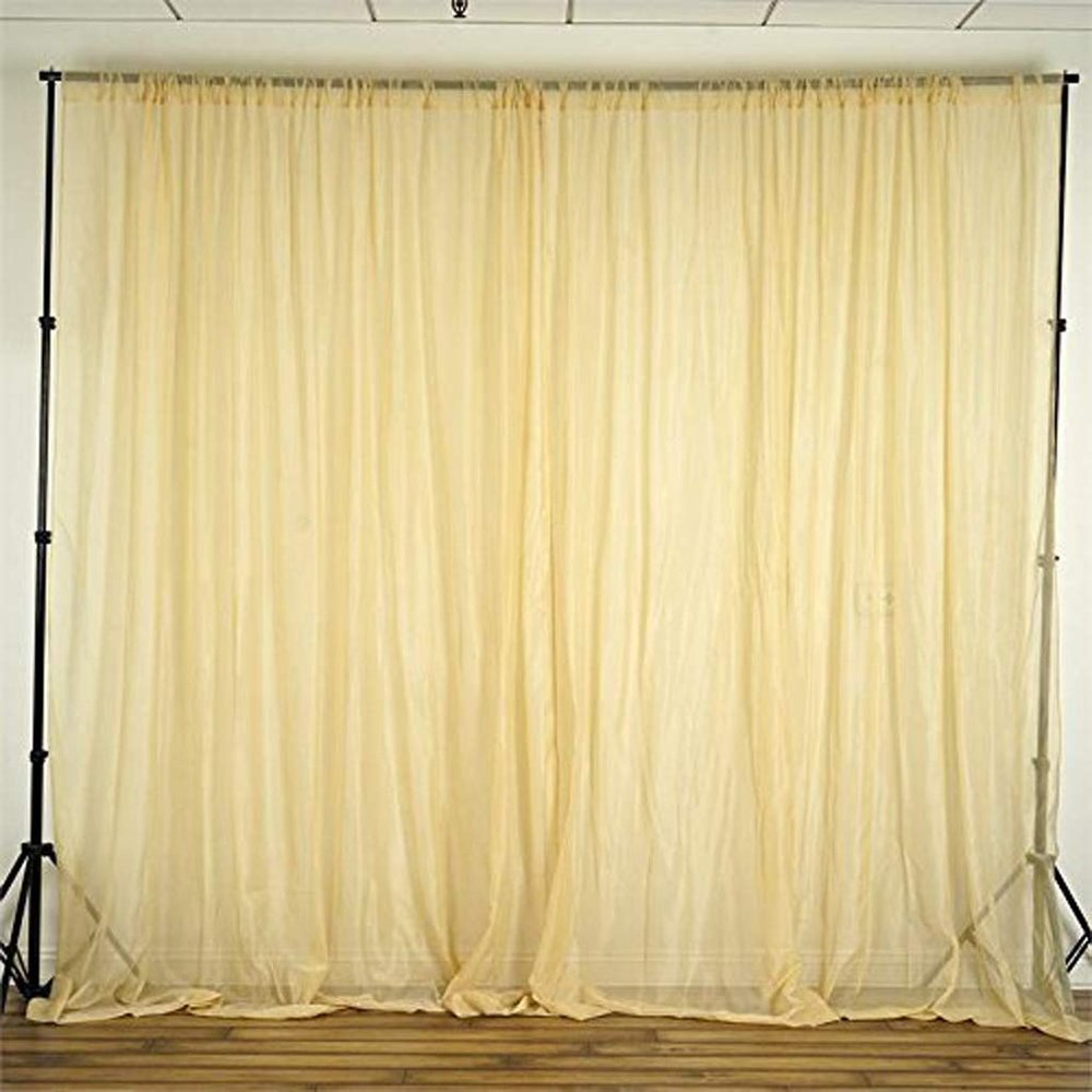 AK TRADING CO. 120" Wide (10Ft Wide) IFR Sheer Voile Drape Panels for Backdrop, Wedding Events, Ceiling Drapes, Event Masking, & Decor - Select from 6ft to 50ft Length. (10 feet x 14 feet, Champagne)