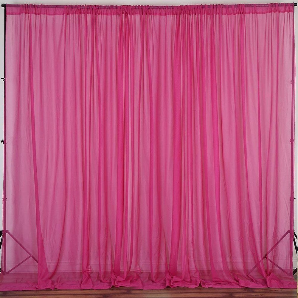 AK TRADING CO. 120" Wide (10Ft Wide) IFR Sheer Voile Drape Panels for Backdrop, Wedding Events, Ceiling Drapes, Event Masking, & Decor - Select from 6ft to 50ft Length. (10 feet x 14 feet, Fuchsia)
