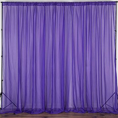 AK TRADING CO. 120" Wide (10Ft Wide) IFR Sheer Voile Drape Panels for Backdrop, Wedding Events, Ceiling Drapes, Event Masking, & Decor - Select from 6ft to 50ft Length. (10 feet x 14 feet, Purple)