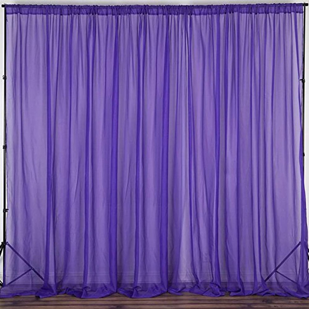 AK TRADING CO. 120" Wide (10Ft Wide) IFR Sheer Voile Drape Panels for Backdrop, Wedding Events, Ceiling Drapes, Event Masking, & Decor - Select from 6ft to 50ft Length. (10 feet x 14 feet, Purple)