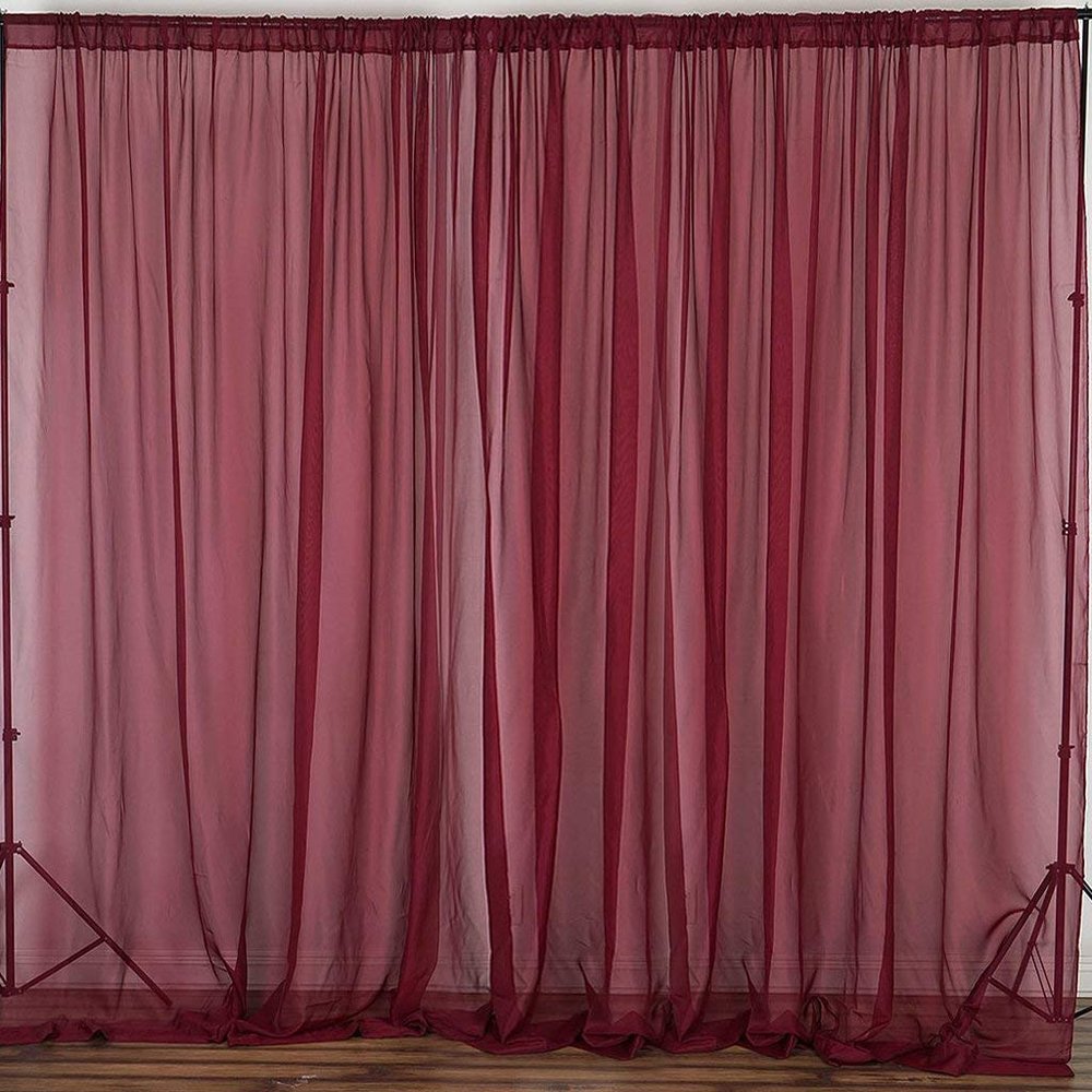 AK TRADING CO. 120" Wide (10Ft Wide) IFR Sheer Voile Drape Panels for Backdrop, Wedding Events, Ceiling Drapes, Event Masking, & Decor - Select from 6ft to 50ft Length. (10 feet x 14 feet, Burgundy)