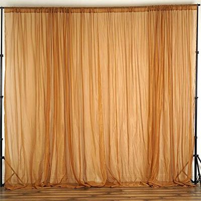 AK TRADING CO. 120" Wide (10Ft Wide) IFR Sheer Voile Drape Panels for Backdrop, Wedding Events, Ceiling Drapes, Event Masking, & Decor - Select from 6ft to 50ft Length. (10 feet x 14 feet, Gold)