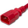 World Cord Sets 12 Foot IEC 60320 C14 to C15 High Temperature Equipment 15 Amp Power Cable (Red) view 2