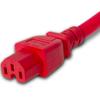 World Cord Sets 12 Foot IEC 60320 C14 to C15 High Temperature Equipment 15 Amp Power Cable (Red) view 3