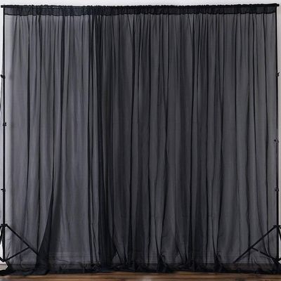 AK TRADING CO. 120" Wide (10Ft Wide) IFR Sheer Voile Drape Panels for Backdrop, Wedding Events, Ceiling Drapes, Event Masking, & Decor - Select from 6ft to 50ft Length. (10 feet x 14 feet, Black)