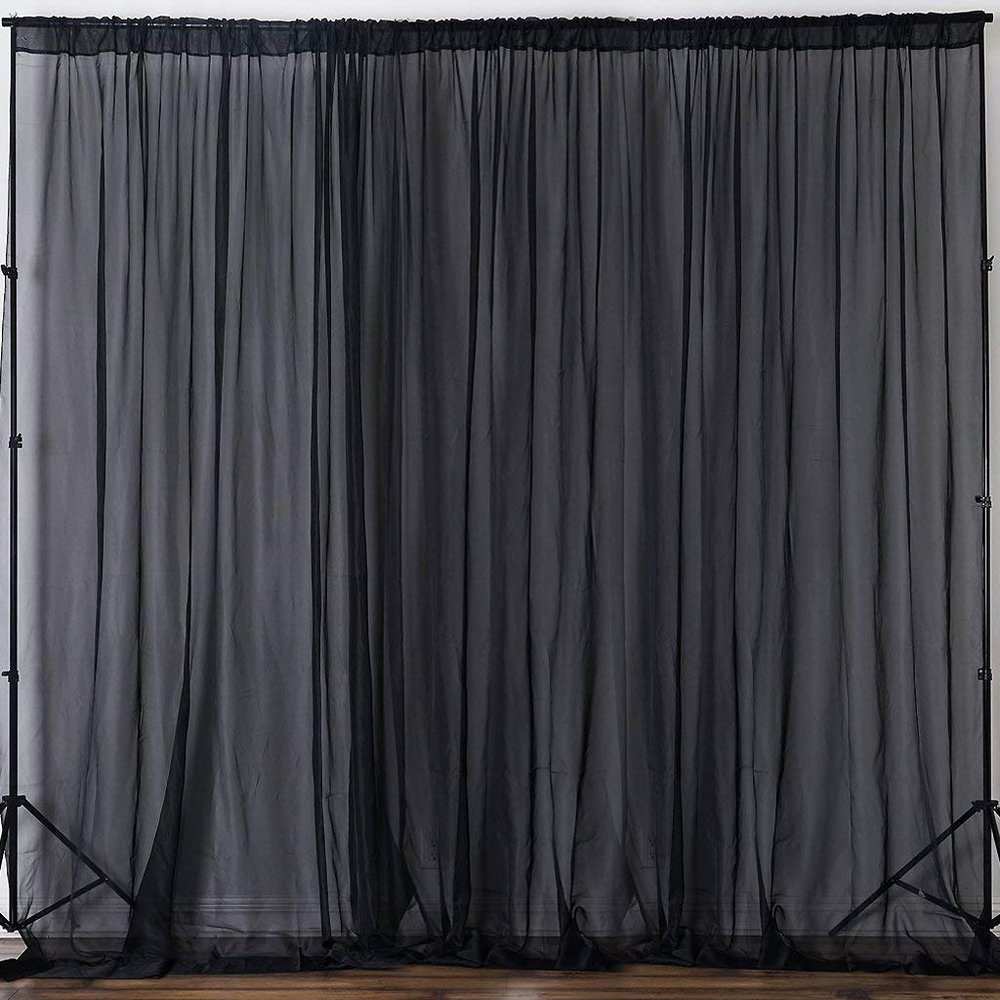 AK TRADING CO. 120" Wide (10Ft Wide) IFR Sheer Voile Drape Panels for Backdrop, Wedding Events, Ceiling Drapes, Event Masking, & Decor - Select from 6ft to 50ft Length. (10 feet x 14 feet, Black)