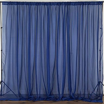 AK TRADING CO. 120" Wide (10Ft Wide) IFR Sheer Voile Drape Panels for Backdrop, Wedding Events, Ceiling Drapes, Event Masking, & Decor - Select from 6ft to 50ft Length. (10 feet x 14 feet, Navy Blue)