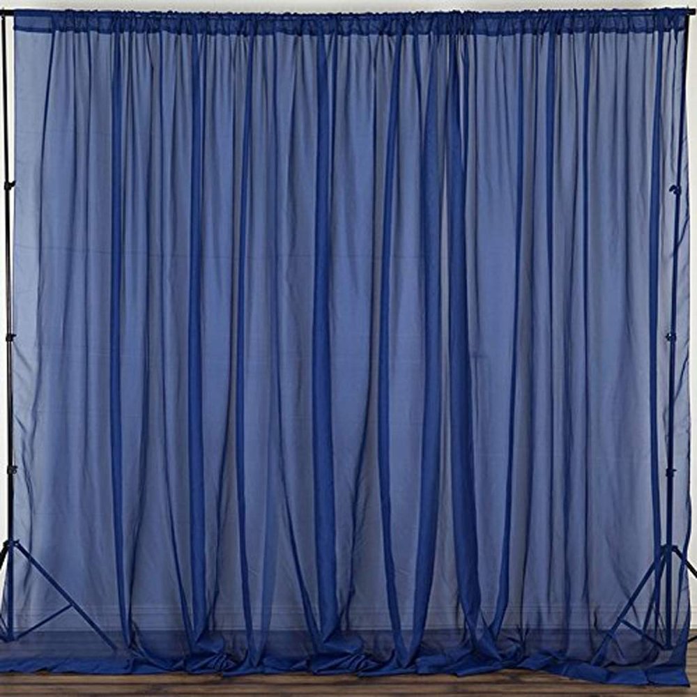 AK TRADING CO. 120" Wide (10Ft Wide) IFR Sheer Voile Drape Panels for Backdrop, Wedding Events, Ceiling Drapes, Event Masking, & Decor - Select from 6ft to 50ft Length. (10 feet x 14 feet, Navy Blue)