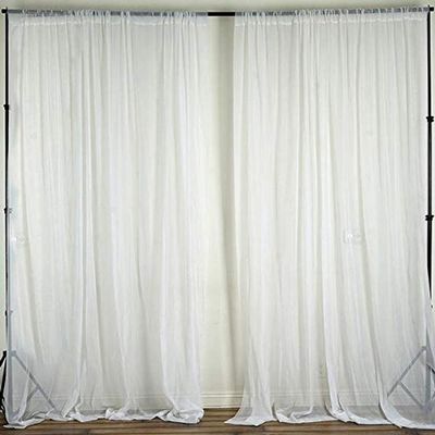 AK TRADING CO. 120" Wide (10Ft Wide) Sheer Voile Drape Panels for Backdrop, Wedding Events, Ceiling Drapes, Event Masking, & Decor - Select from 6ft to 50ft Length. (10 feet x 14 feet, White)