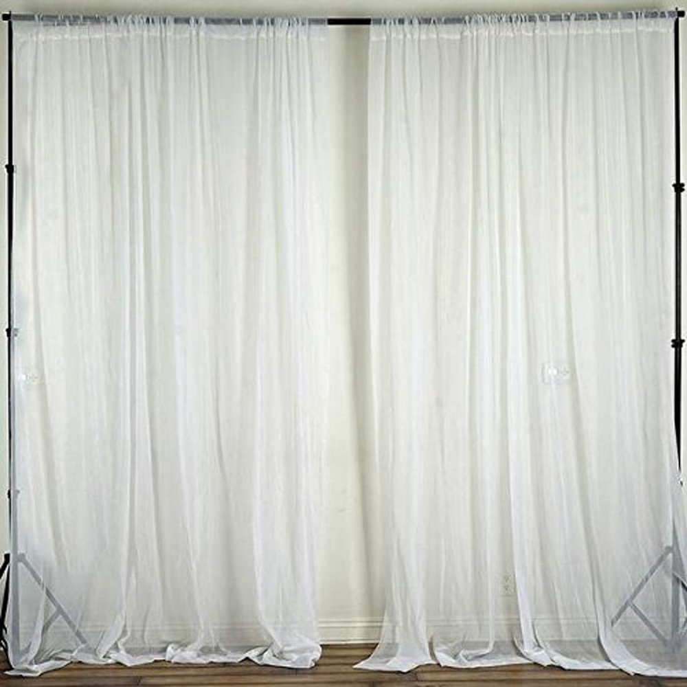 AK TRADING CO. 120" Wide (10Ft Wide) Sheer Voile Drape Panels for Backdrop, Wedding Events, Ceiling Drapes, Event Masking, & Decor - Select from 6ft to 50ft Length. (10 feet x 14 feet, White)