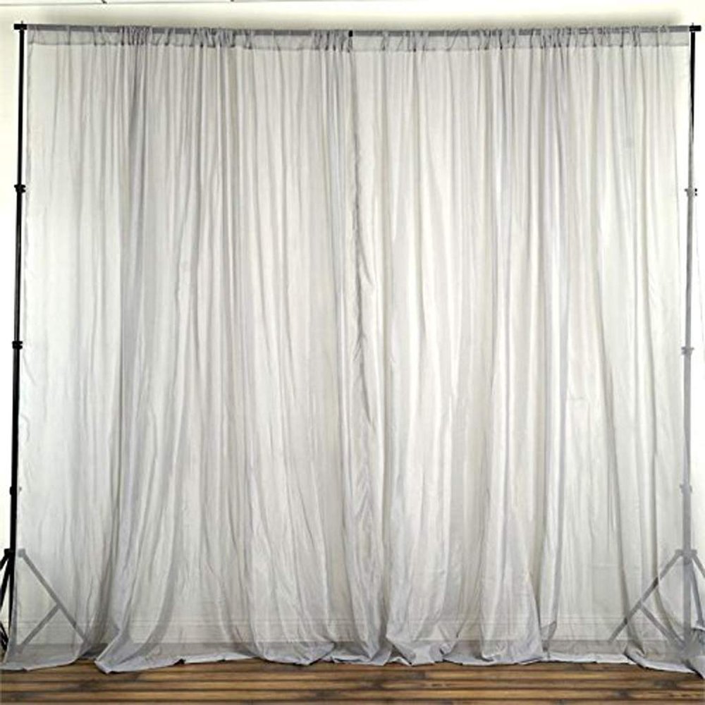 AK TRADING CO. 120" Wide (10Ft Wide) IFR Sheer Voile Drape Panels for Backdrop, Wedding Events, Ceiling Drapes, Event Masking, & Decor - Select from 6ft to 50ft Length. (10 feet x 14 feet, Silver)