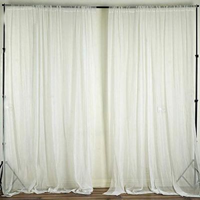 AK TRADING CO. 120" Wide (10Ft Wide) IFR Sheer Voile Drape Panels for Backdrop, Wedding Events, Ceiling Drapes, Event Masking, & Decor - Select from 6ft to 50ft Length. (10 feet x 14 feet, Ivory)