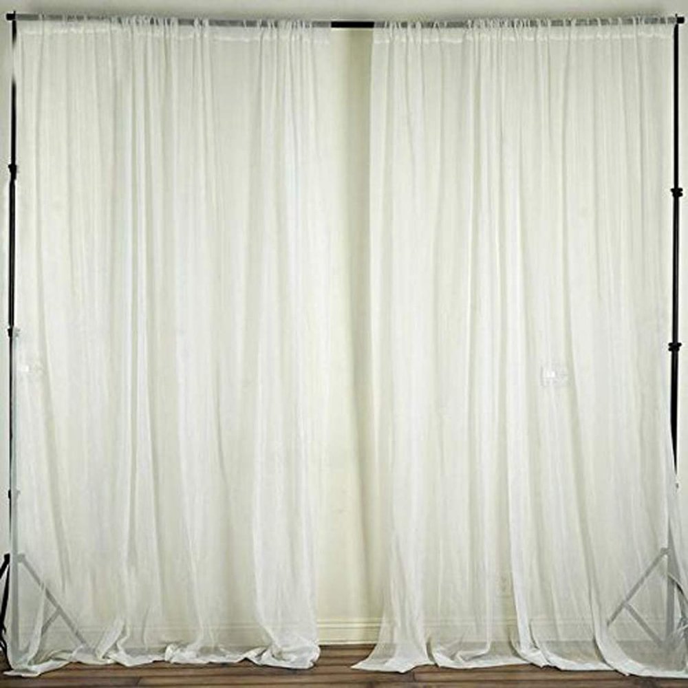 AK TRADING CO. 120" Wide (10Ft Wide) IFR Sheer Voile Drape Panels for Backdrop, Wedding Events, Ceiling Drapes, Event Masking, & Decor - Select from 6ft to 50ft Length. (10 feet x 14 feet, Ivory)