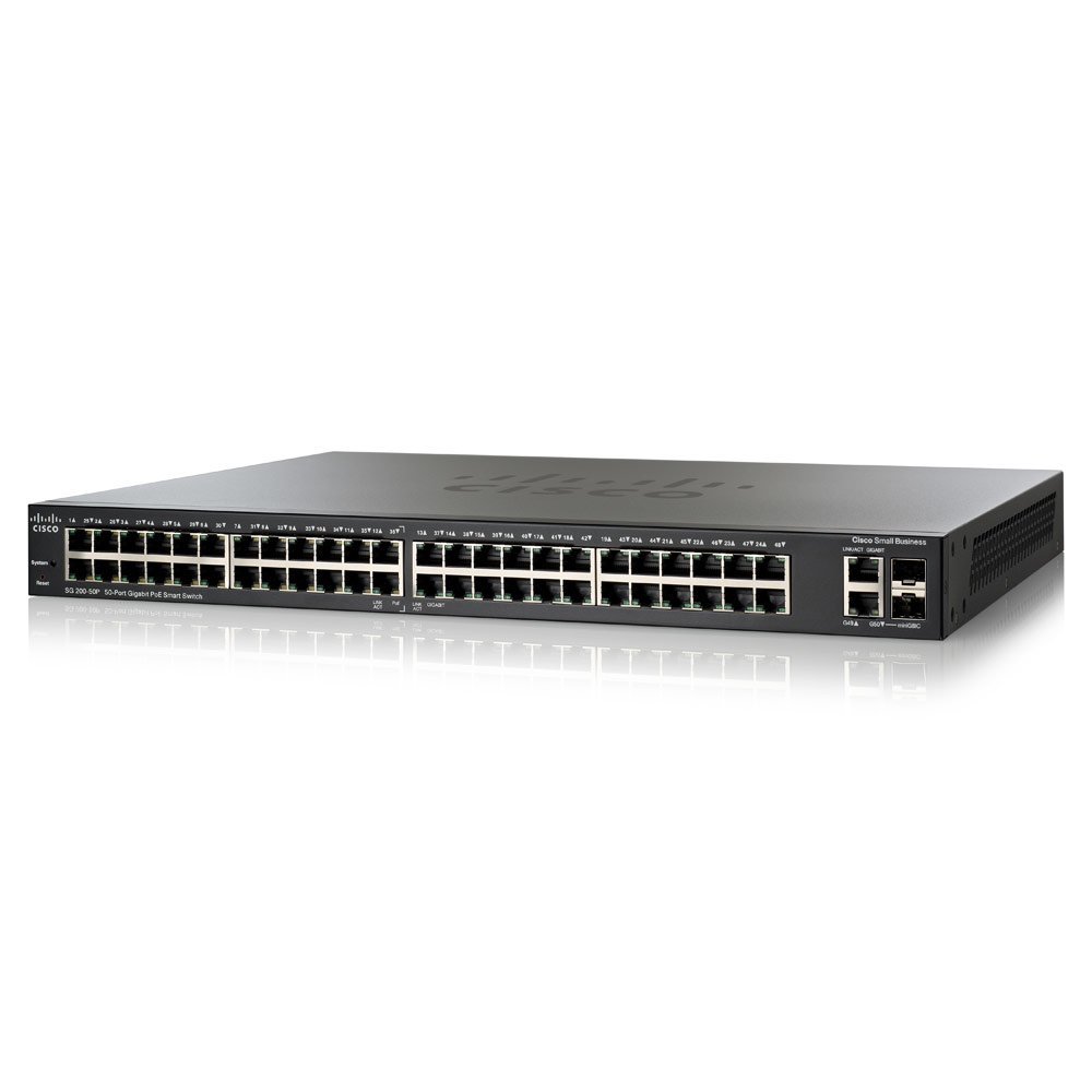 Cisco SG200-50P 50-port Gigabit PoE Smart Switch (SLM2048PT) (Renewed)