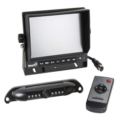 Buyers Products Rearview Backup License Plate Camera, Rear Vehicle Observation System with Night Vision Monitor Kit for Trucks, RVs, Trailers, Vans and More, with Remote Control, 8883010, Black