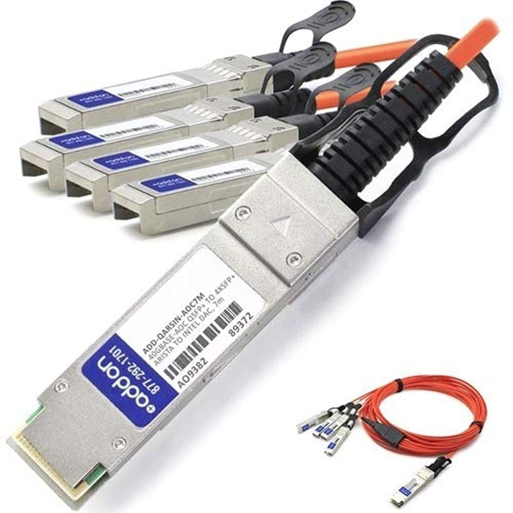 Addon ADD-QARSIN-AOC7M 40GBase-AOC Direct Attach Cable - QSFP+ to SFP+ - 23 ft - Fiber Optic - Active