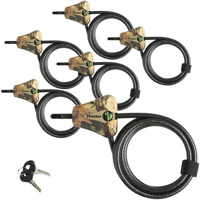 Master Lock Python Trail Camera Adjustable Camouflage Cable Locks w/12 Keys, 8418KA-6 CAMO 6-Pack