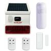 GONLEN Strobe Solar Siren Outdoor Wireless 433mhz Horn Sound Flash Home Alarm Security System with Motion Detector PIR Door Sensor for House Burglar Anti Thief