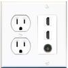 15 Amp Round Power Outlet 2 Port HDMI 1 Toslink-Optical-SPDIF Wall Plate view 1