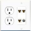15 Amp Round Power Outlet 3 Port Cat6 Ethernet 1 Coax Cable TV Wall Plate view 1