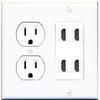 15 Amp Round Power Outlet 4 Port HDMI A/V Wall Plate view 1
