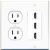 15 Amp Round Power Outlet 3 Port HDMI A/V Wall Plate view 1