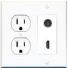 15 Amp Round Power Outlet 1 Port HDMI 1 Toslink-Optical-SPDIF Wall Plate view 1
