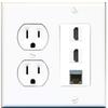 15 Amp Round Power Outlet 2 Port HDMI 1 Cat6 Shielded Ethernet Wall Plate view 1