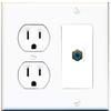 15 Amp Round Power Outlet 1 Port RCA Blue for Subwoofer Wall Plate White view 1