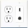 15 Amp Round Power Outlet 1 Port HDMI 3.5mm Headphone Wall Plate view 1