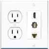 15 Amp Round Power Outlet 1 Port HDMI 1 USB A-A 1 Cat6 Ethernet Wall Plate view 1