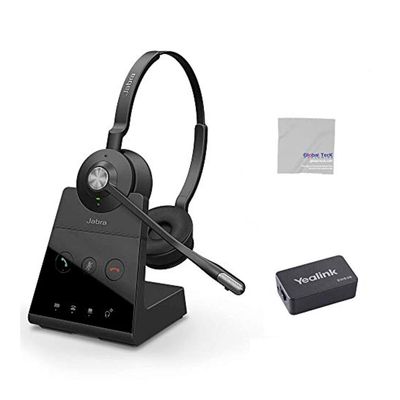 Global Teck Worldwide Engage 65 Wireless Headset Bundle with EHS Adapter - SIP T-Series Desk Phones, Bluetooth, PC/MAC, USB, Skype for Business (Stereo - EHS - Cloth)
