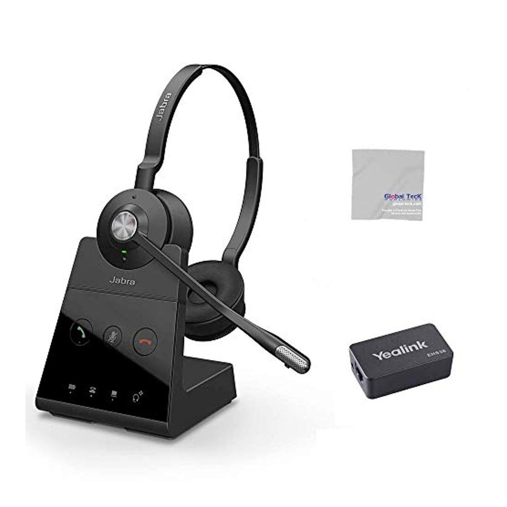 Global Teck Worldwide Engage 65 Wireless Headset Bundle with EHS Adapter - SIP T-Series Desk Phones, Bluetooth, PC/MAC, USB, Skype for Business (Stereo - EHS - Cloth)