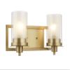 Designers Impressions Juno Brushed Brass 2 Light Wall Sconce/Bathroom Vanity Light Fixture with Clear and Frosted Glass: 73486 view 1