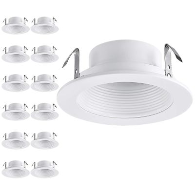 TORCHSTAR 12-Pack 4 Inch Recessed Light Trim, Step Baffle, White