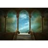 Baocicco 10x7ft Wedding 3D Render Backdrops Fantasy Starry Sky from Ancient Arches Background Mediaeval Gallery Temple Castle Marble Stone Column Staircase Photo Props view 1