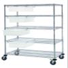 Quantum Storage Systems WRC5-63-2460-93060CL Wire Heavy Duty Wheels 5 Shelves 4 Dividable Grid Clear Bins 69" H x 60" W x 24" D view 1