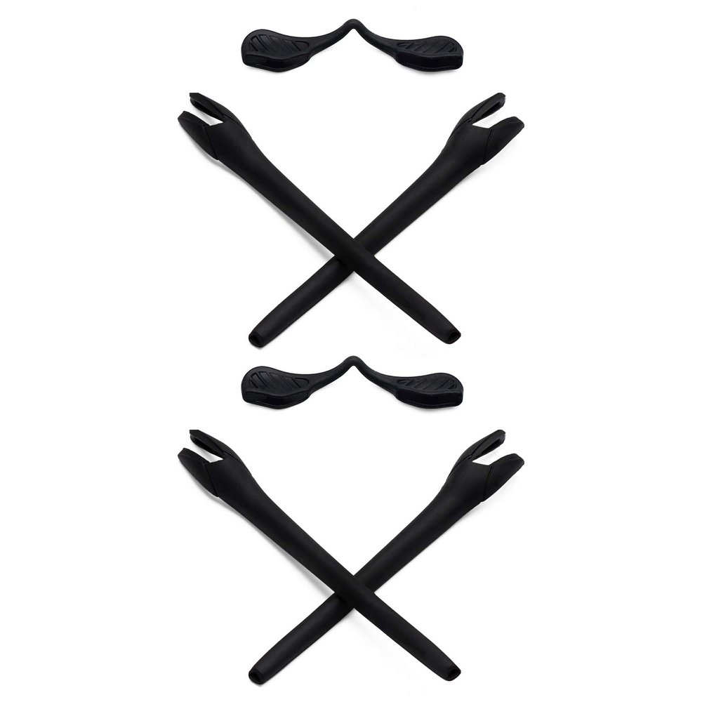 Mryok 2 Pair Replacement Earsocks Nosepieces Kits for Oakley Radar EV Path OO9208 / Pitch OO9211 / Asian Fit OO9275 - Black & Black