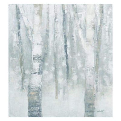 Global Gallery Birches in Winter Blue Gray Panel I -PaperArt-14 x32