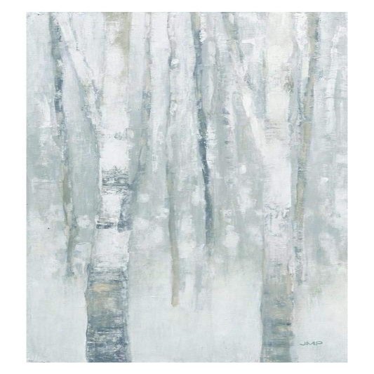 Global Gallery Birches in Winter Blue Gray Panel I -PaperArt-14 x32