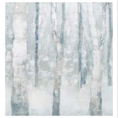 Global Gallery Birches in Winter Blue Gray Panel III -PaperArt-22 x52