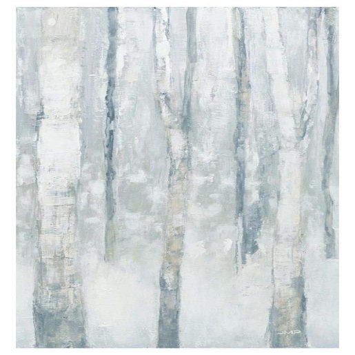 Global Gallery Birches in Winter Blue Gray Panel III -PaperArt-22 x52