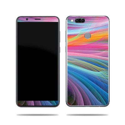 MightySkins Skin Compatible with Huawei Mate SE 9 - Rainbow Waves | Protective, Durable, and Unique Vinyl Decal wrap Cover | Easy to Apply, Remove, and Change Styles | Made in The USA