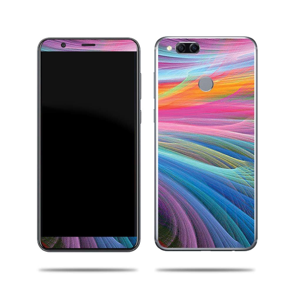 MightySkins Skin Compatible with Huawei Mate SE 9 - Rainbow Waves | Protective, Durable, and Unique Vinyl Decal wrap Cover | Easy to Apply, Remove, and Change Styles | Made in The USA