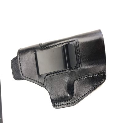 Heat Pack by Holster Hopper IWB(Inside of Waistband), Full Grain Leather, Conceal Carry, Open Muzzle, Metal Clip,Black, Right Hand, Fit Glock 17