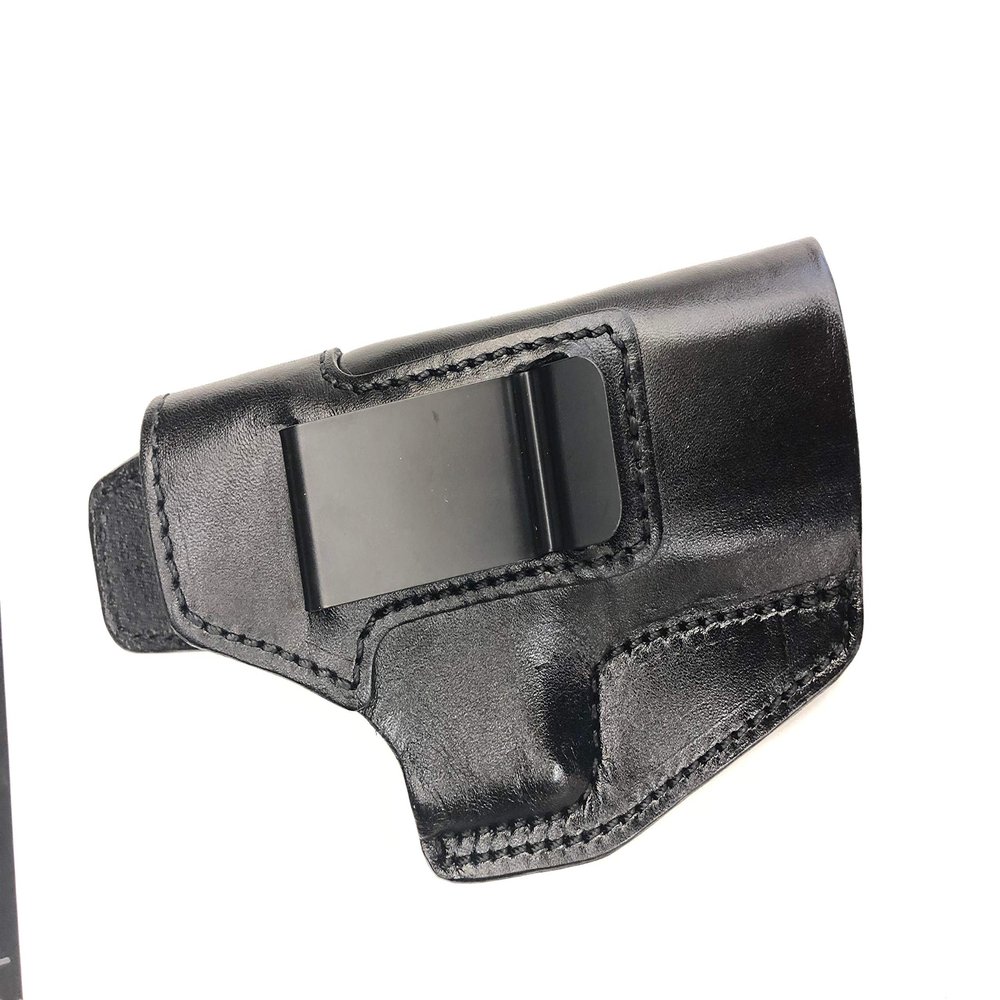 Heat Pack by Holster Hopper IWB(Inside of Waistband), Full Grain Leather, Conceal Carry, Open Muzzle, Metal Clip,Black, Right Hand, Fit Glock 17