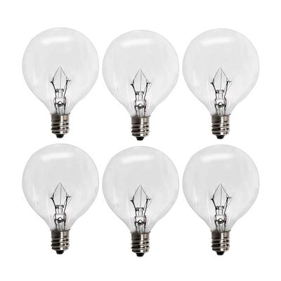 haraqi 6 Pack Wax Warmer Bulbs,G50 25 Watt Bulbs for Full Size Scentsy Warmers,G16.5 Globe E12 Incandescent Candelabra Base Clear Light Bulbs for Wax Warmer,1.97 Inches,Long Last Lifespan