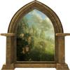 24" Castle Scape Rock Towers #1 Sandstone Stone Castle 3D Window Wall Decal Sticker Mural Kids Bedroom Playroom Medieval Fantasy Fairytale Peel and Stick Decor view 2