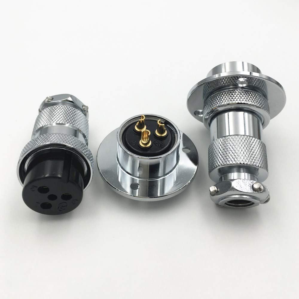 10Set GX25 XLR 2 3 4 5 6 7 8 9 10 Pin 25mm Female Male Disc Flange Panel Mount Socket with Dustproof Cover Aviation Connector (3PIN)